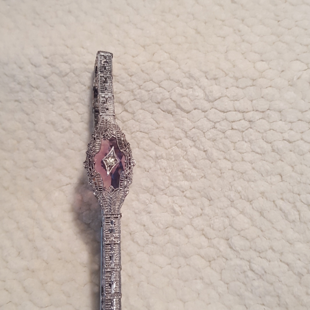 1930 Esemco Dia Crystal Amethyst Filigree Art